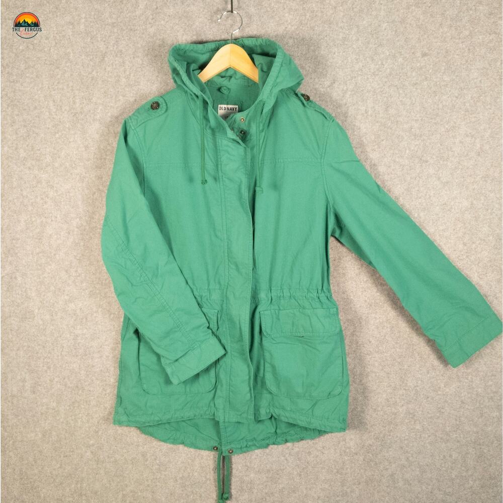 Old Navy Anorak Jacket Green Drawstring Hooded Full-Zip Gorpcore Women's Size L
